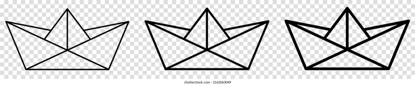 Paper boat line icons. Design for web and mobile app. Vector illustration isolated on transparent background