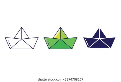 Paper Boat line and solid illustration icon