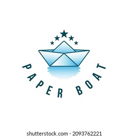 Paper Boat Logo concept, vector template