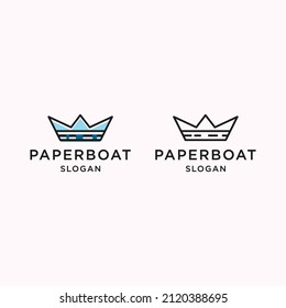 Paper boat logo icon flat design template