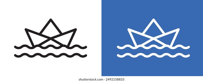 Paper boat logo sign set vector outline