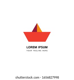 Paper boat logo vector design template.