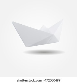 Paper boat low and high resolution triangle mesh realistic vector eps10