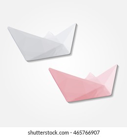 Paper boat low resolution flat triangle polygon vector eps10