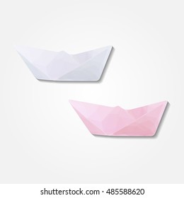 Paper boat low resolution flat triangle polygon vector eps10