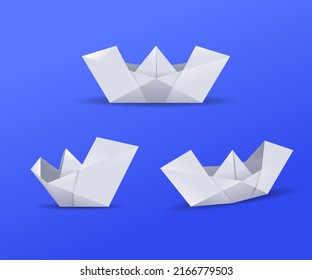 Paper boat made from paper folded. Origami paper boat with white color. Paper vessels using hood models.