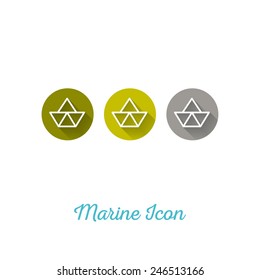 Paper Boat Marine Flat Icon - Webdesign Element with Long Shadow - Vector Illustration