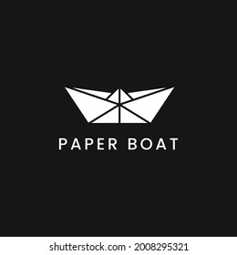 Paper boat minimalistic logo symbol vector illustration design, perfect for various business identities