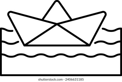 Paper boat with Ocean Waves Concept, Thanksgiving Day Decor Vector line icon Design, Harvest festival Symbol, Secular holiday Sign, Religious and cultural traditions Stock Illustration