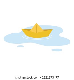Paper Boat on a Rain Puddle 