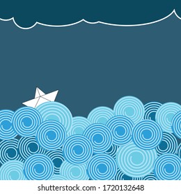 Barco de papel en las olas