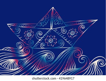 Paper Boat on the waves