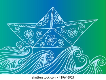 Paper Boat on the waves