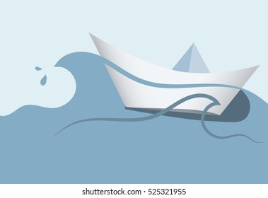 Paper Boat on waves
