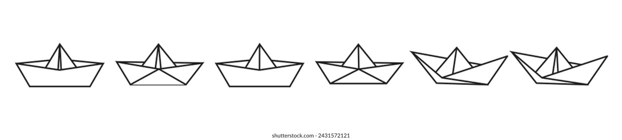 paper boat origami isolated vector for kids and childern
