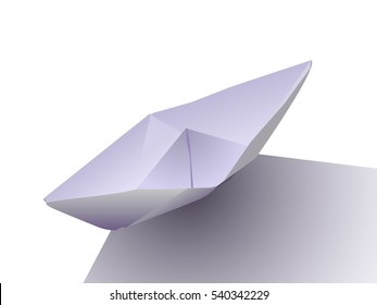 Paper boat, origami. Vector.