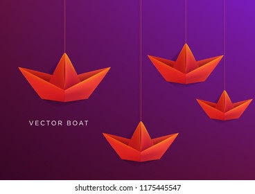 paper boat origami vector backgrounds