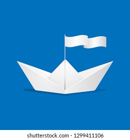 Paper Boat. Origami boat vector illustration.