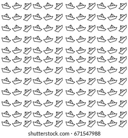 Paper boat. Origami boat. Vector ship. Boat on the wave.