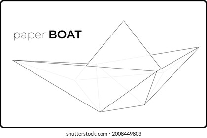 Paper boat outlined geometry for presentations and backgrounds