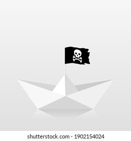 Paper boat with pirate flag