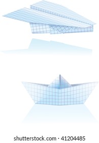 paper boat and plane