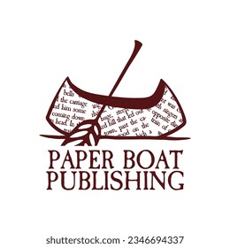 Paper boat publishing house brown logotype template 