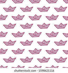 paper boat repeated seamless pattern vector