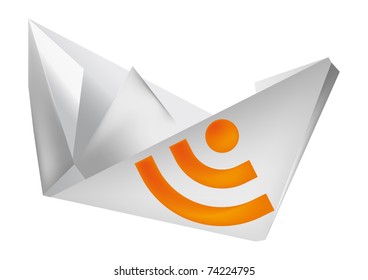 paper boat, rss icon
