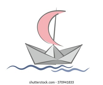 Paper boat with a sail.