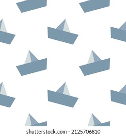paper boat seamless pattern on white background