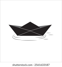 PAPER BOAT SILHOUETTE ICON VECTOR ILLUSTRATION SYMBOL DESIGN 