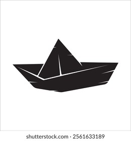 PAPER BOAT SILHOUETTE ICON VECTOR ILLUSTRATION SYMBOL DESIGN 