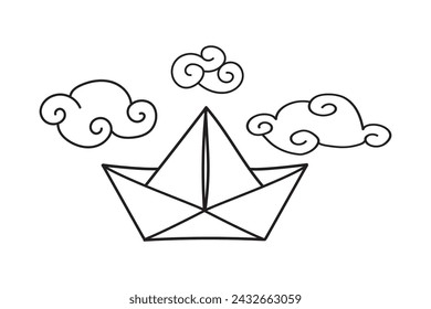 Barco de papel, silueta del barco, costa, clipart, amante del océano, archivo de corte láser de vinilo, bricolaje, barco marítimo, paquete de marinería, plantilla, barco, oficina clipart, juguetes, niños clipart, juguete clipart,