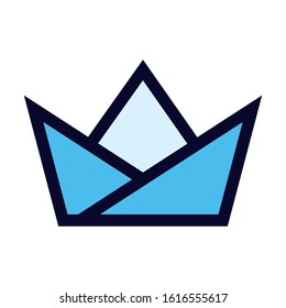 Paper Boat. Simple Vector Color Icon.