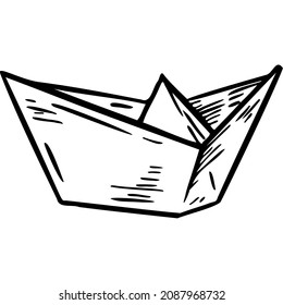 Paper boat sketch vector illustration hand draw