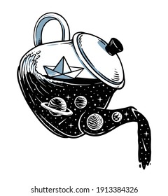 paper boat in a teapot of the universe