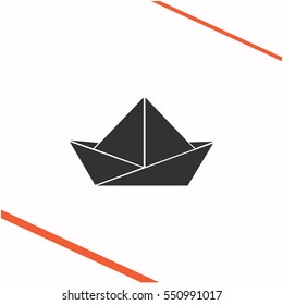 Paper boat vector grey icon on white background. Paper boat symbol stock   illustration. Business picture.