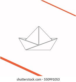 Paper boat vector grey icon on white background. Paper boat symbol stock   illustration. Business picture.
