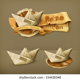 Paper boat, vector icon