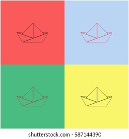 Paper boat vector  icon.