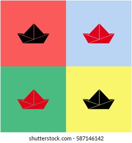 Paper boat vector  icon.