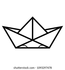 Paper boat vector icon. Black illustration isolated on white background for graphic and web design.