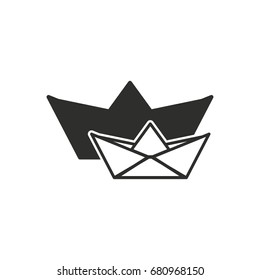 Paper boat vector icon. Black illustration isolated on white background for graphic and web design.