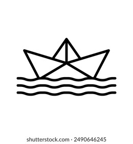 paper boat vector icon colo editable