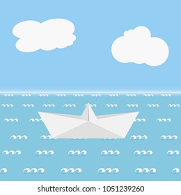 barco de papel - ícone vetorial, design plano