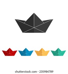 Paper Boat  - Vector Icon, Flat Design