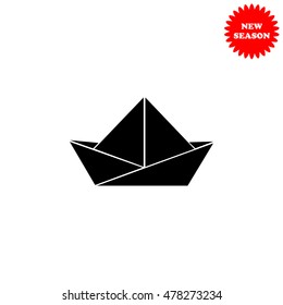 Paper boat vector icon isolated on white background.