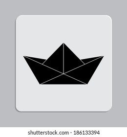 paper boat vector icon on a grey flat button 