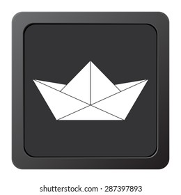  paper boat  - vector icon, on a grey button